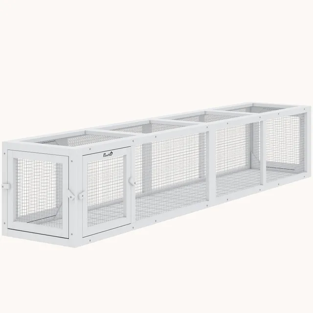 pawhut-tunnel-ext-rieur-extensible-79-en-bois-avec-housse-pour-terrasse-blanc image 1