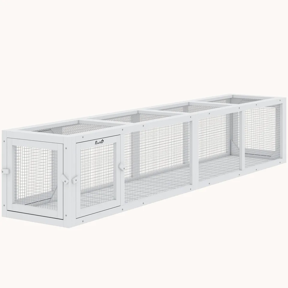 pawhut-tunnel-ext-rieur-extensible-79-en-bois-avec-housse-pour-terrasse-blanc image 1