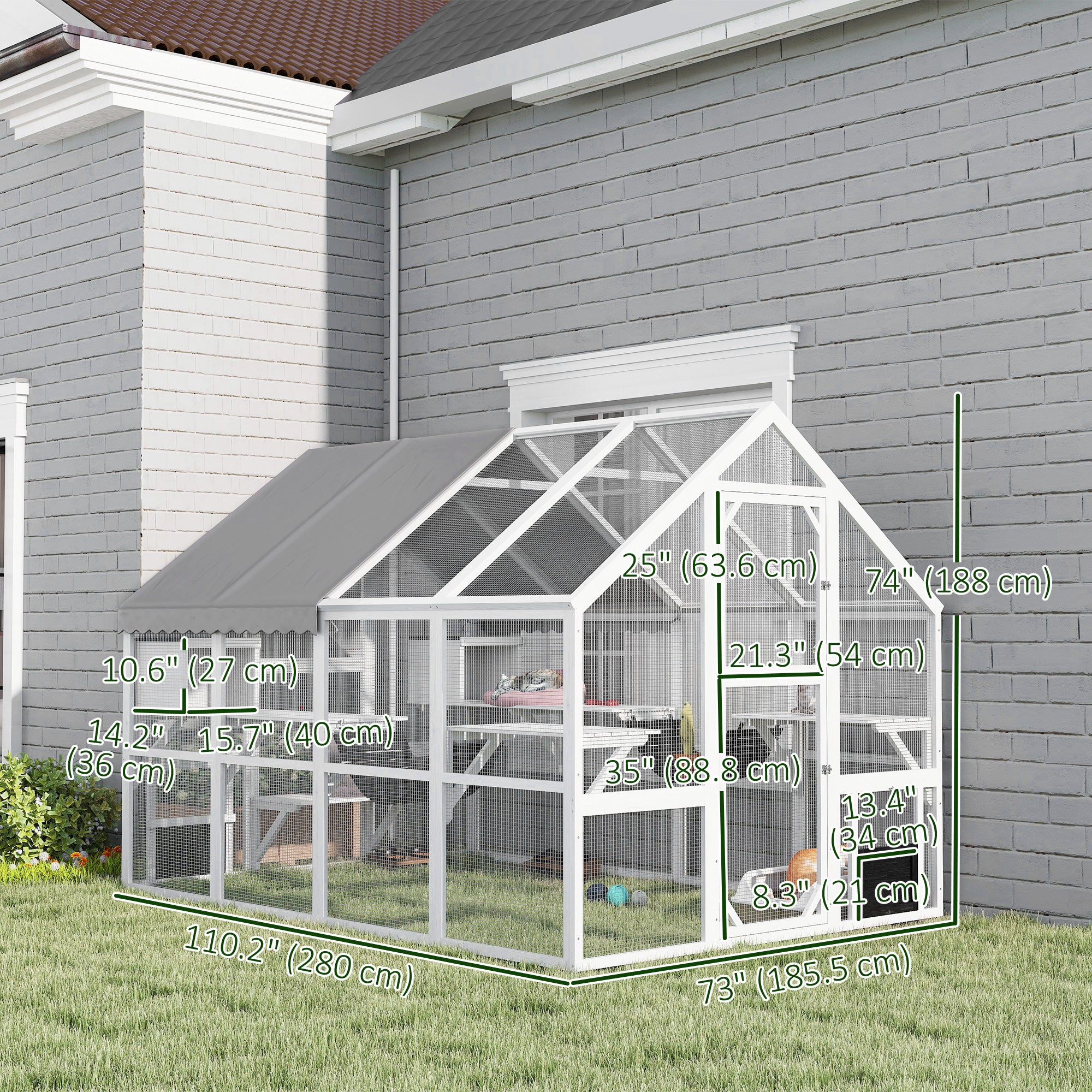 pawhut-grand-catio-ext-rieur-avec-plateformes-ponts-et-auvent-blanc image 5