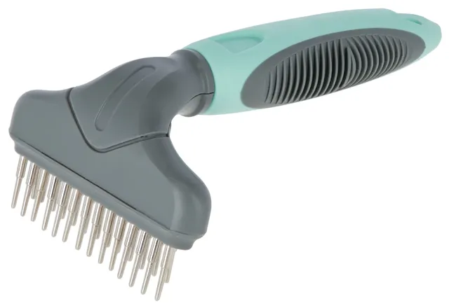 kerbl-pet-trille-de-d-m-lage-2-rang-es-turquoise-gris-15-x-9-cm image 1