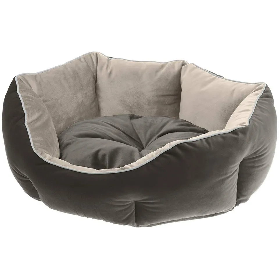 ferplast-queen-50-sofa-velours-chien-et-chat-beige-gris-medium image 1