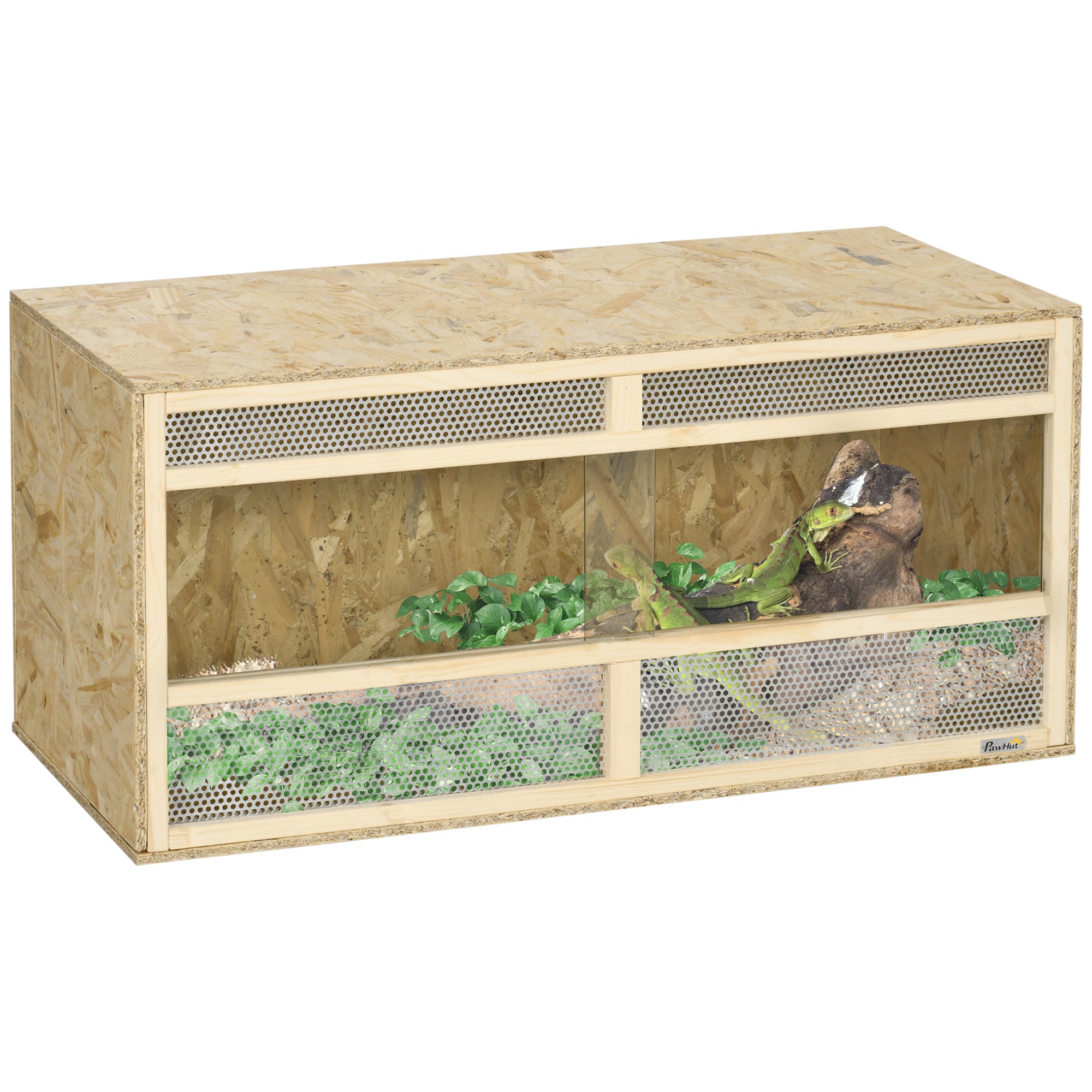 pawhut-terrarium-reptile-58-gallons-avec-portes-coulissantes-et-grillage-naturel image 1
