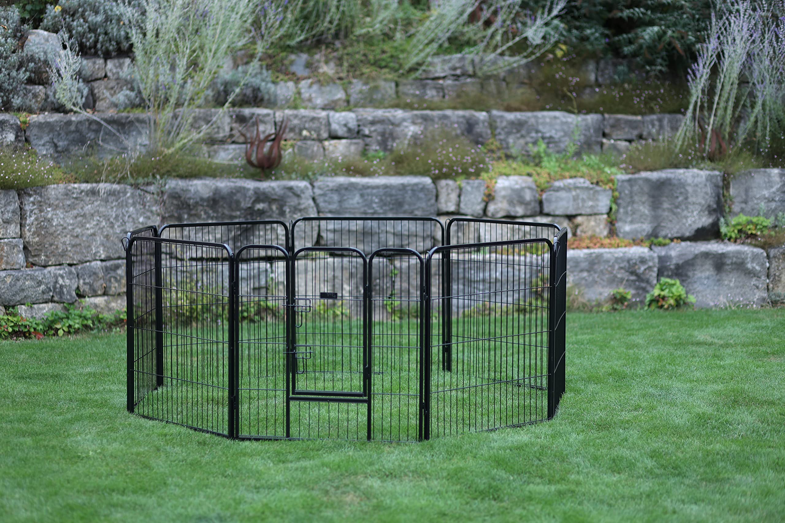 kerbl-pet-enclos-pour-chiens-chiots-m-tal-8-panneaux-80x77-cm-avec-porte image 2