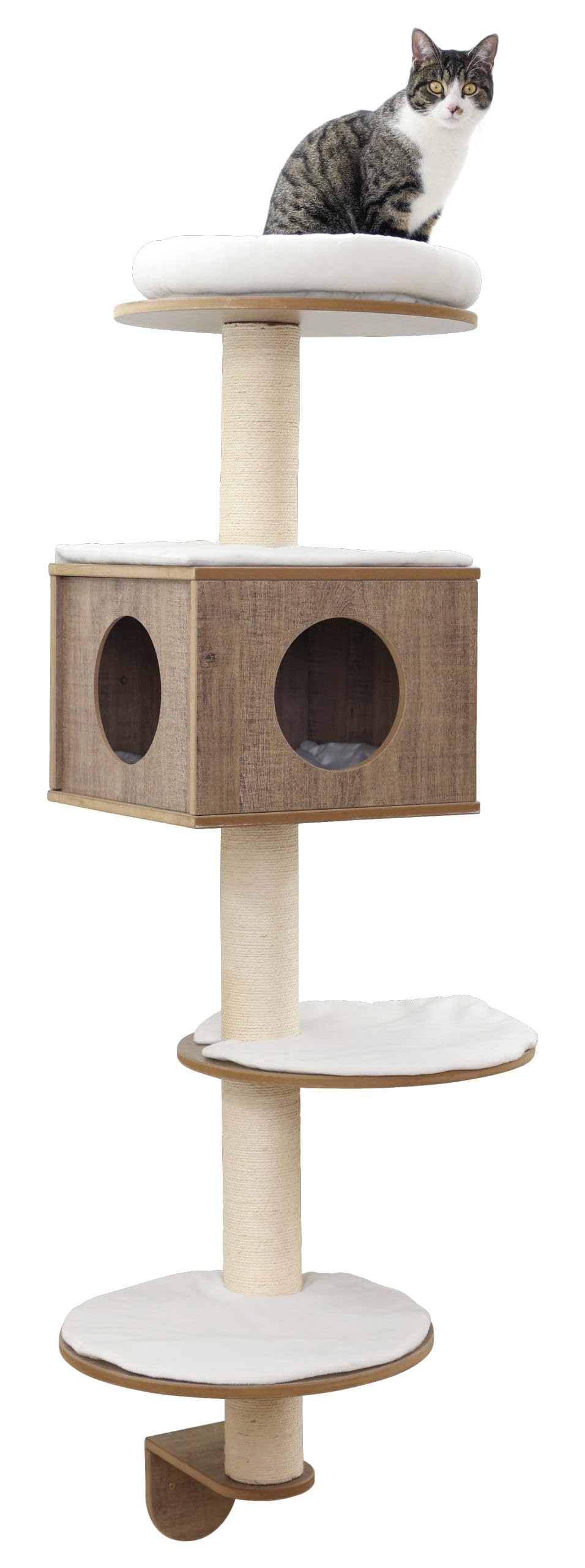 kerbl-dinari-arbre-chat-mural-blanc-marron-45x45x177-cm image 1