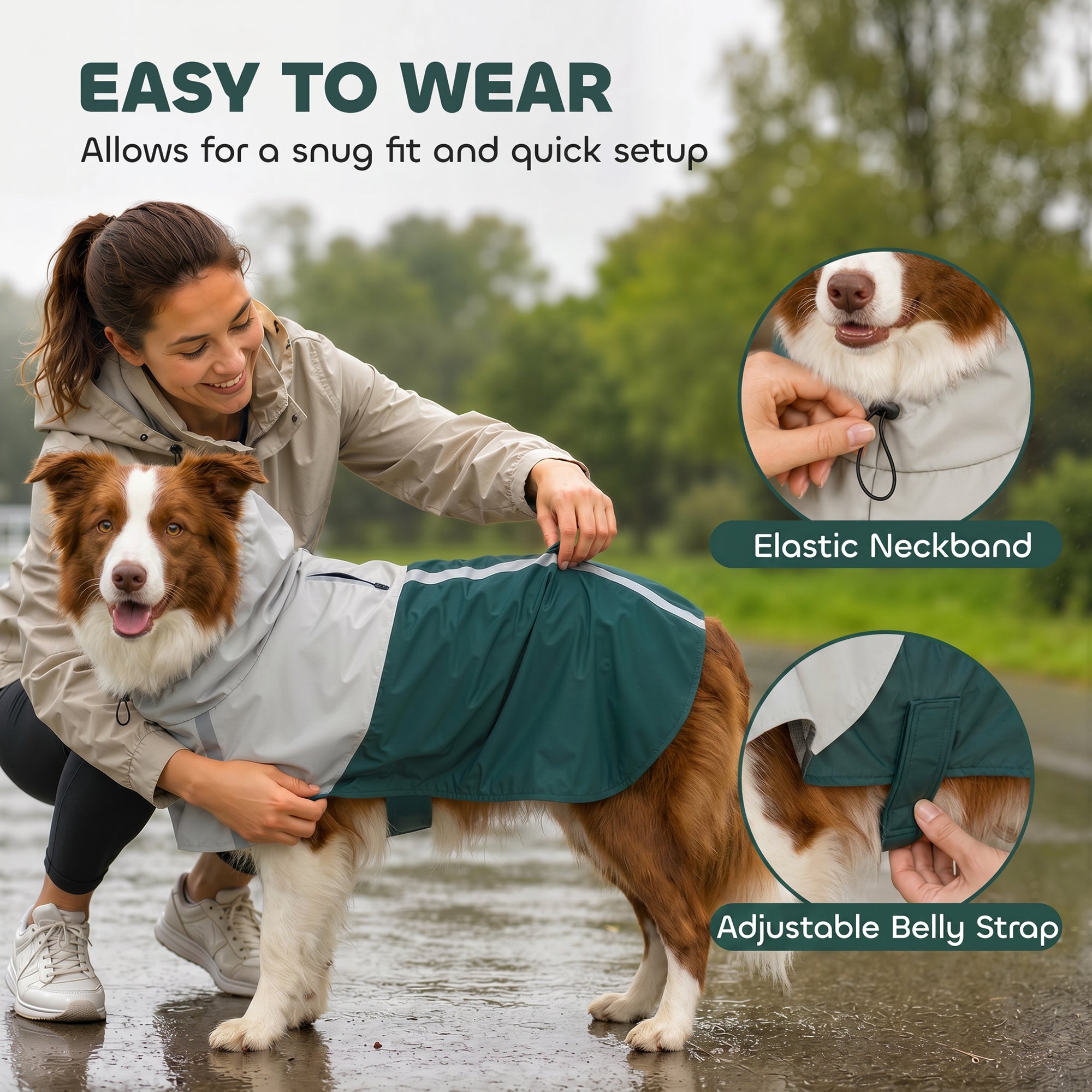 pawhut-manteau-de-pluie-imperm-able-pour-chien-m-vert-avec-capuche image 8