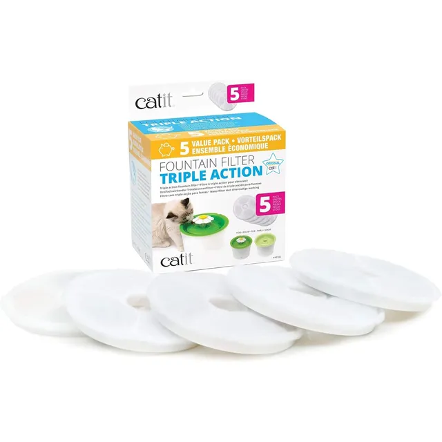 catit-pack-de-5-filtres-triple-action-pour-fontaine-chat-flower-fountain image 1
