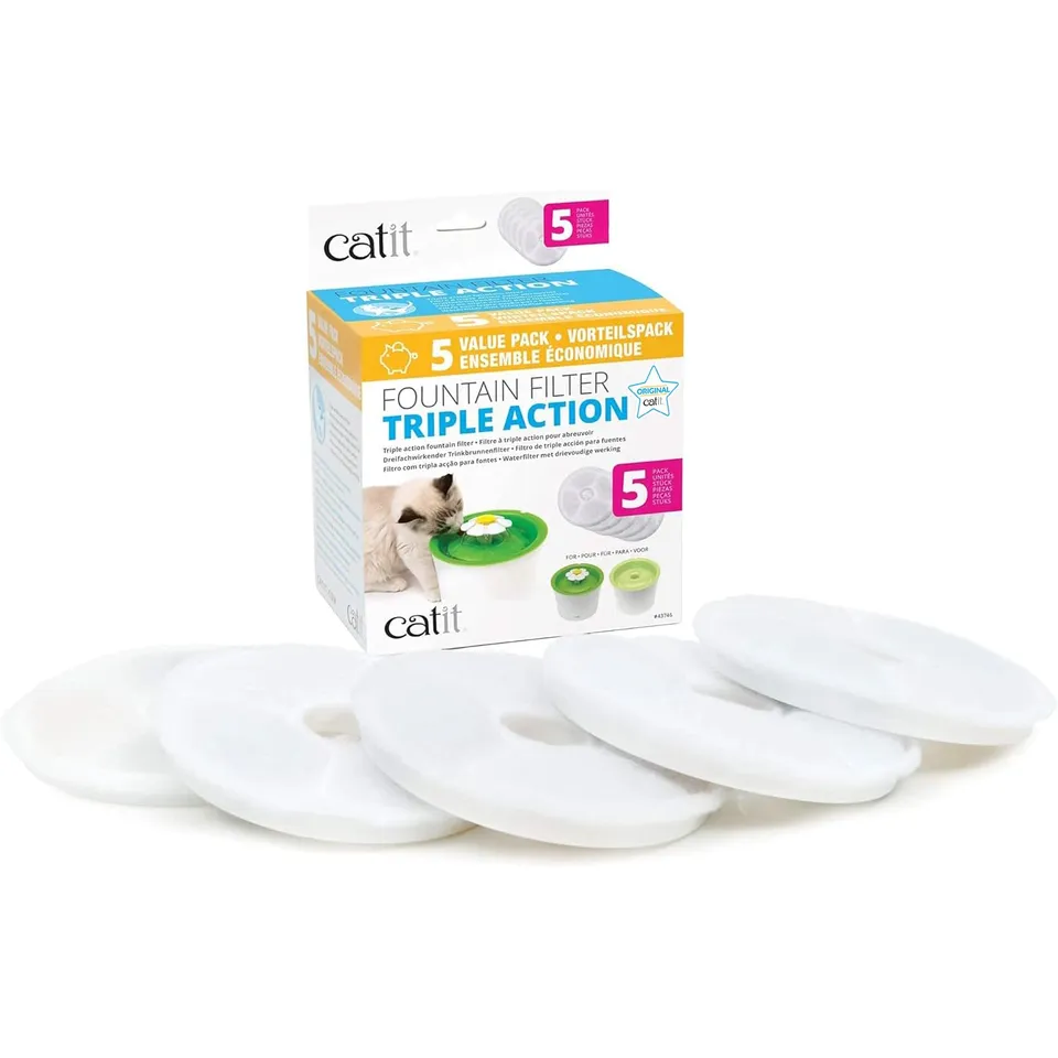 catit-pack-de-5-filtres-triple-action-pour-fontaine-chat-flower-fountain image 1