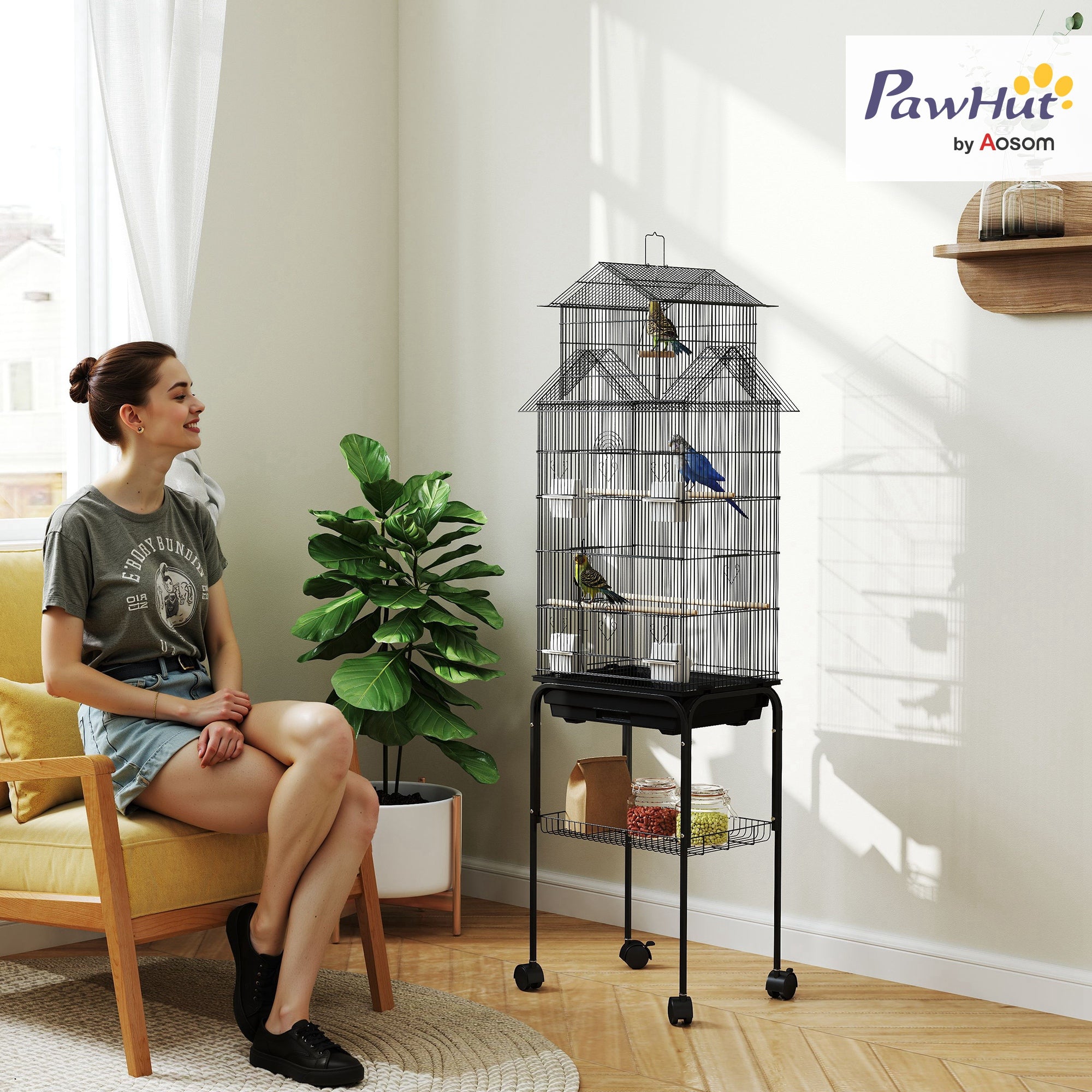 pawhut-cage-oiseaux-mobile-roulettes-43-x-32-5-x-163-cm image 3