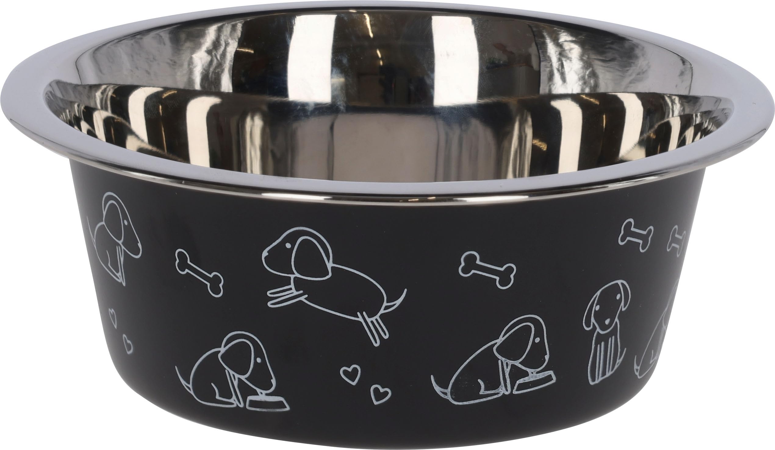 kerbl-pet-gamelle-pour-chien-en-acier-inoxydable-noire-900-ml-avec-motif image 1