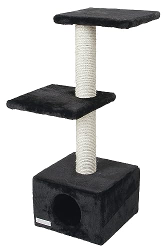 kerbl-arbre-chat-venus-sweet-30-x-30-x-85-cm-noir-grotte-griffoir-sisal image 7