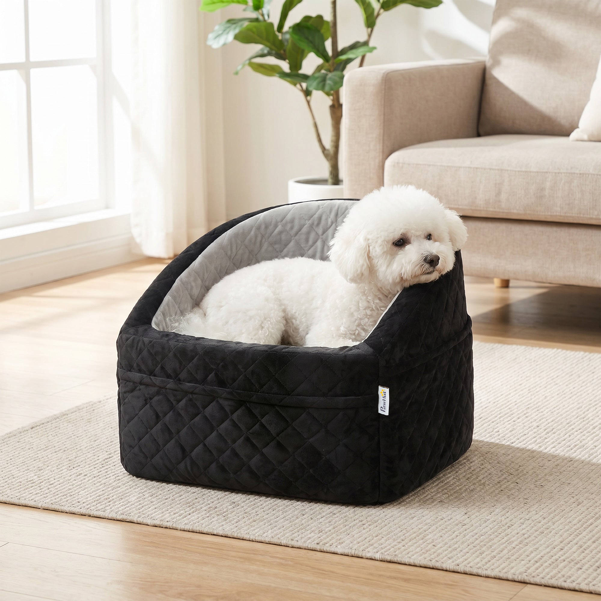 pawhut-rehausseur-si-ge-auto-pour-petit-chien-moins-de-10-kg-gris-lavable image 4