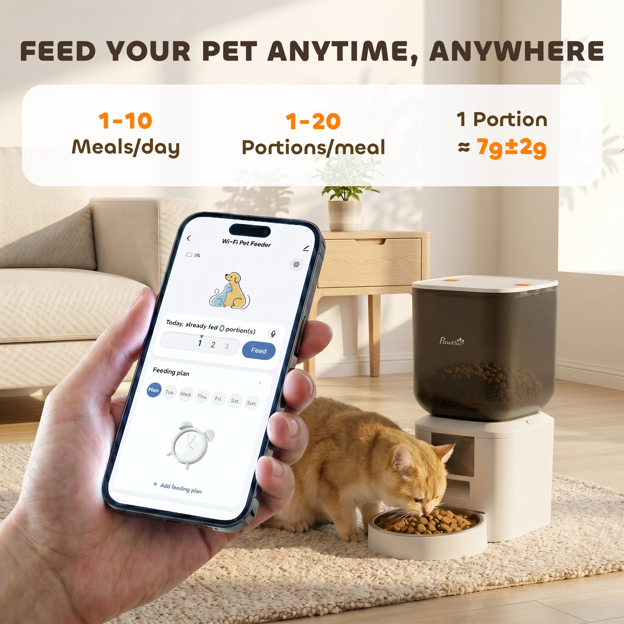 pawhut-distributeur-automatique-croquettes-chat-wifi-smart-8l image 6
