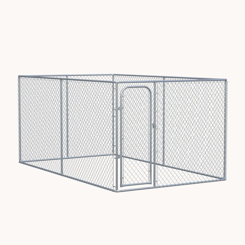 pawhut-chenil-ext-rieur-4-x-2-3-x-1-8-m-grillag-galvanis-avec-serrure image 1