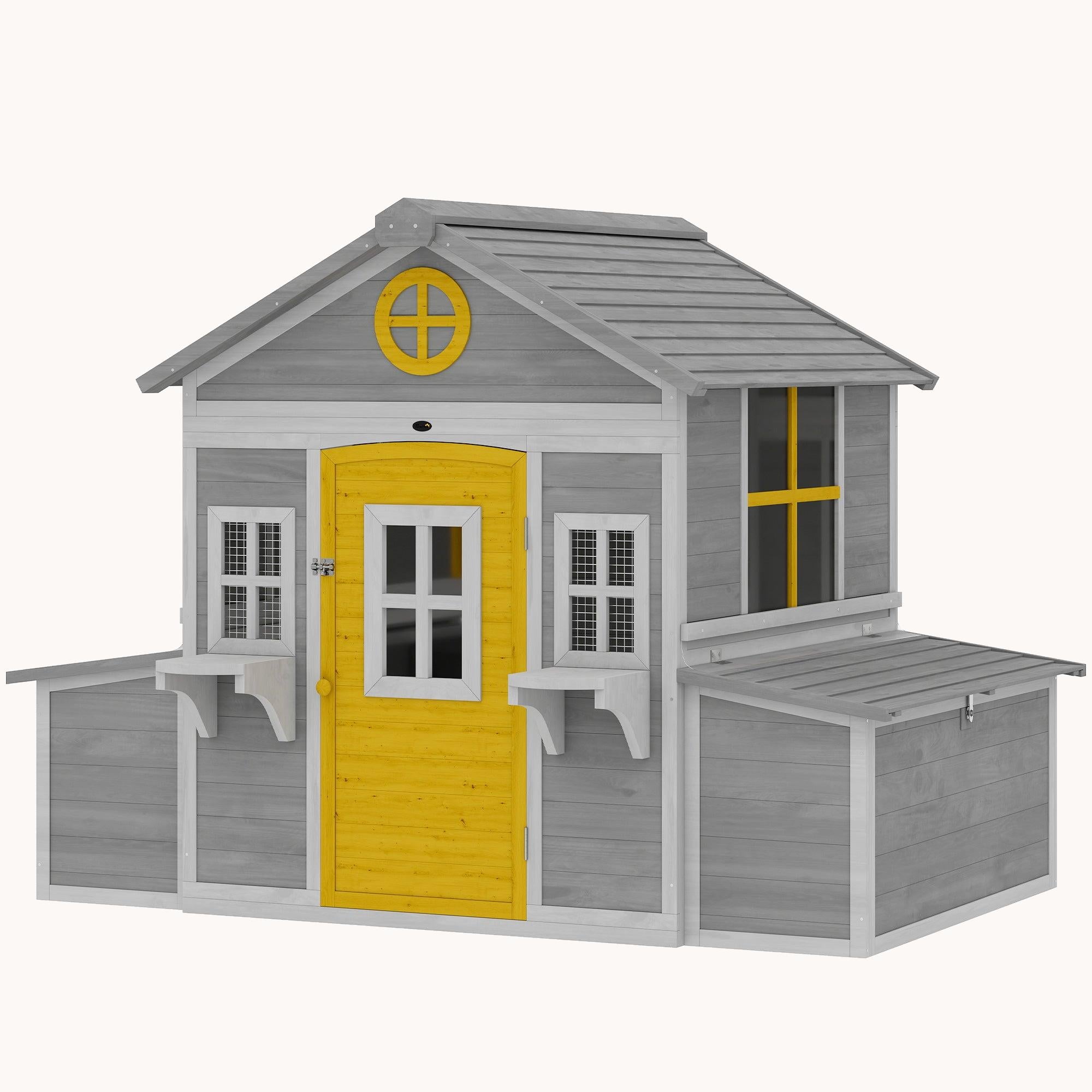 pawhut-poulailler-en-bois-183-x-126-x-136-cm-pour-2-4-poules-2-pondoirs-gris image 2