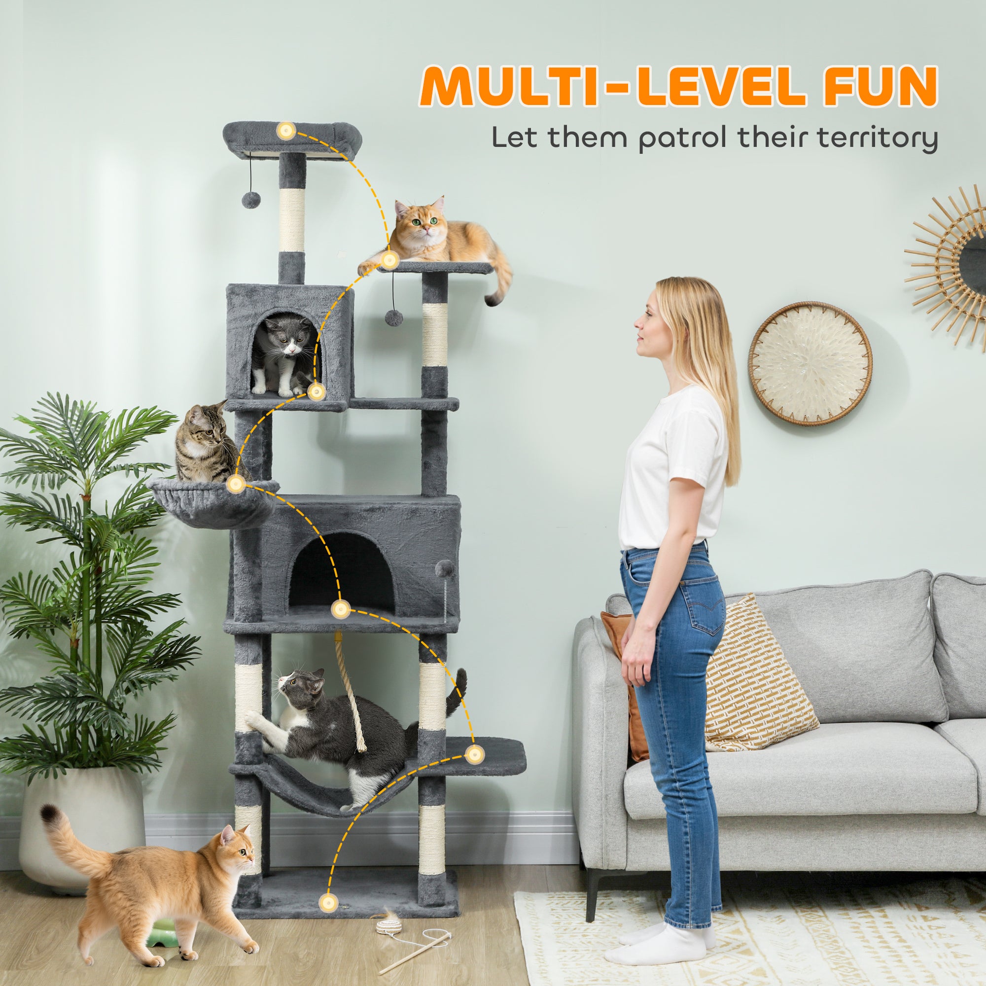 pawhut-arbre-chat-g-ant-202-cm-multi-niveaux-6-griffoirs-2-niches-2-perchoirs-2- image 6