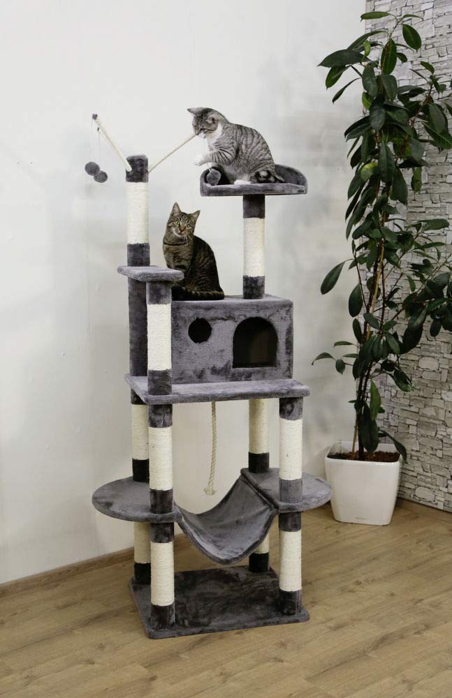 kerbl-pet-matteo-arbre-chat-gris-180-cm-avec-grotte-xxl-et-hamac image 5