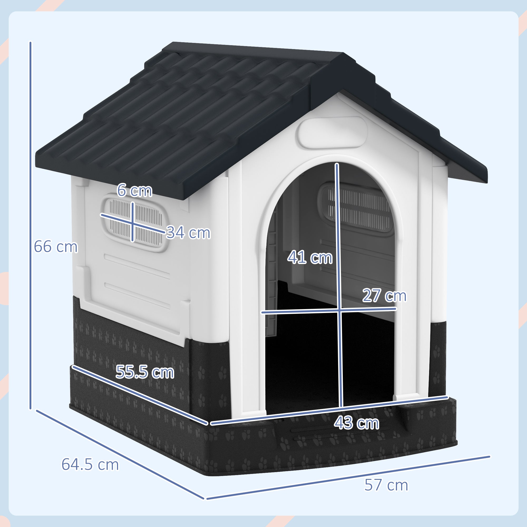 pawhut-niche-plastique-imperm-able-pour-petit-chien-avec-fen-tres-et-base-sur-le image 5