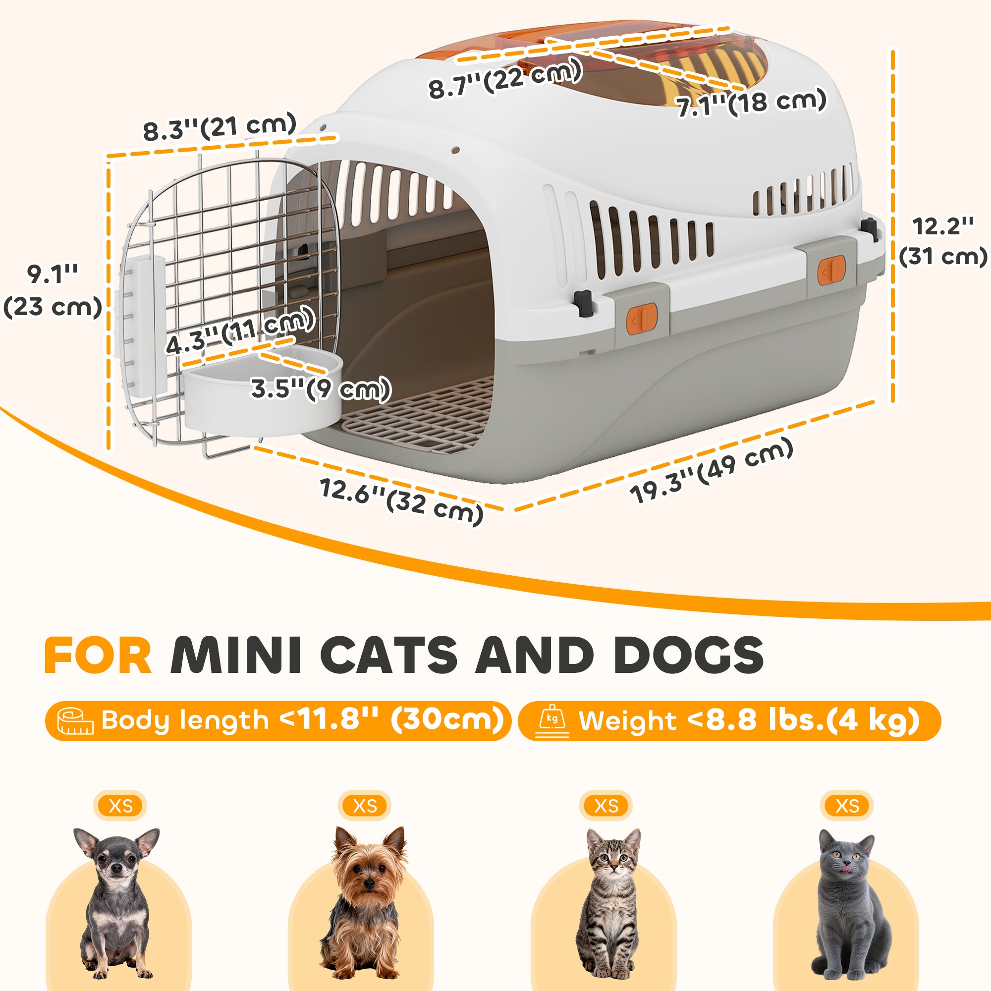 pawhut-caisse-de-transport-rigide-pour-petit-chien-et-chat-avec-porte-acier-et-g image 5