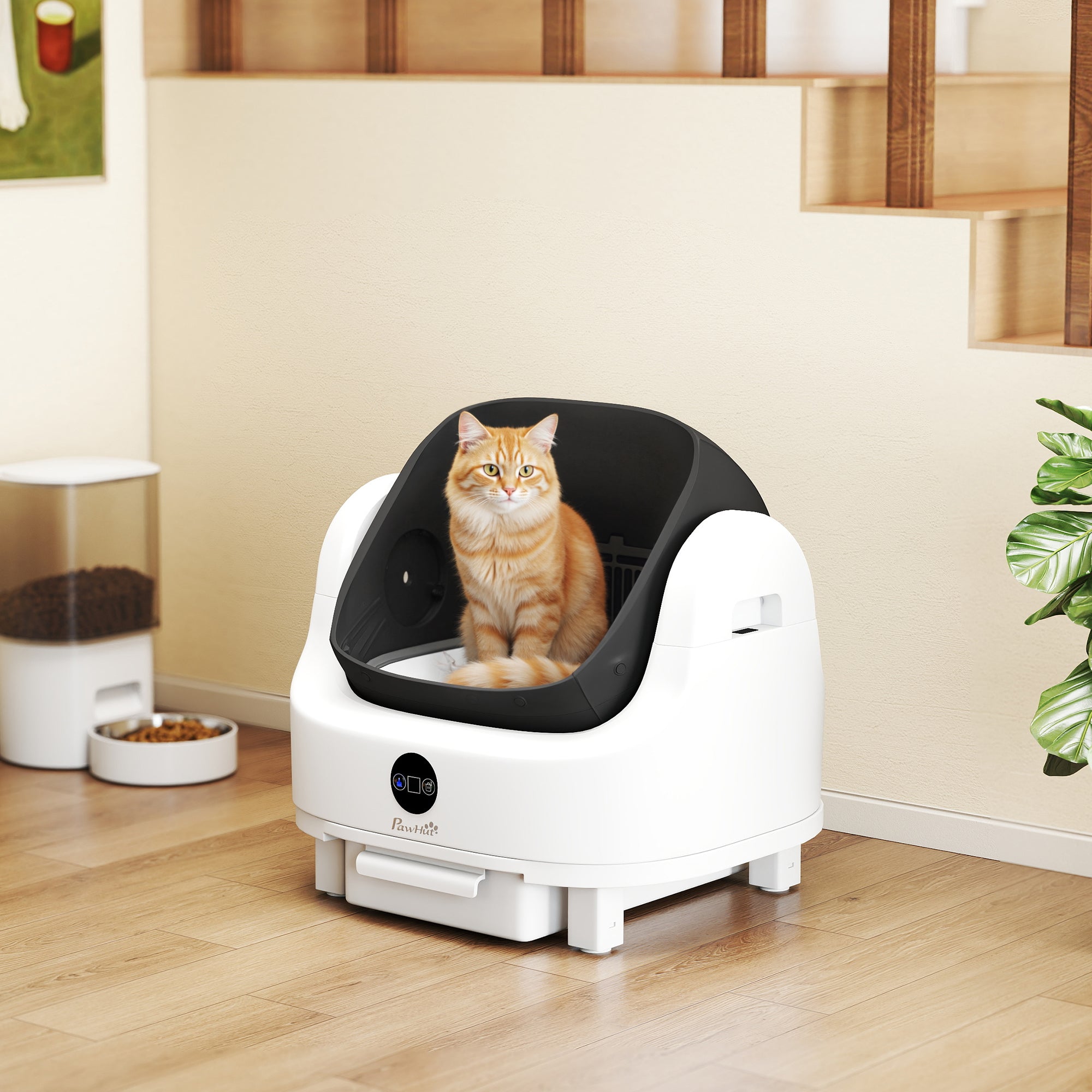 pawhut-liti-re-auto-nettoyante-ouverture-sup-rieure-pour-chats-et-seniors-anti-o image 3