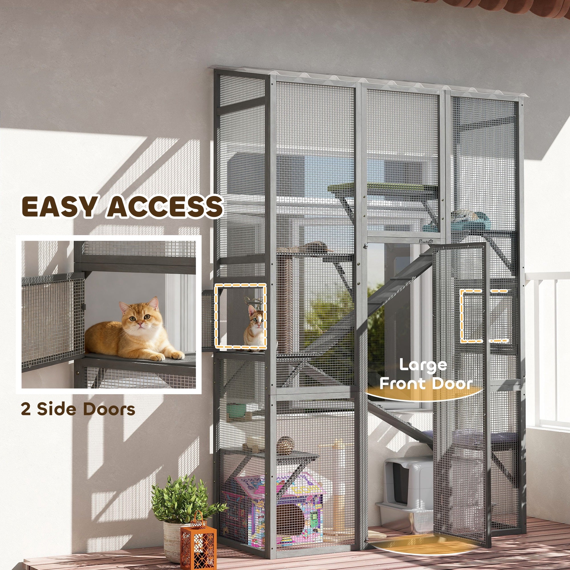 pawhut-grand-catio-enclos-ext-rieur-pour-chat-avec-6-plateformes-rampes-et-griff image 8