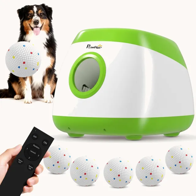 pawhut-lanceur-de-balles-automatique-avec-t-l-commande-12-18-24-m-vert image 1