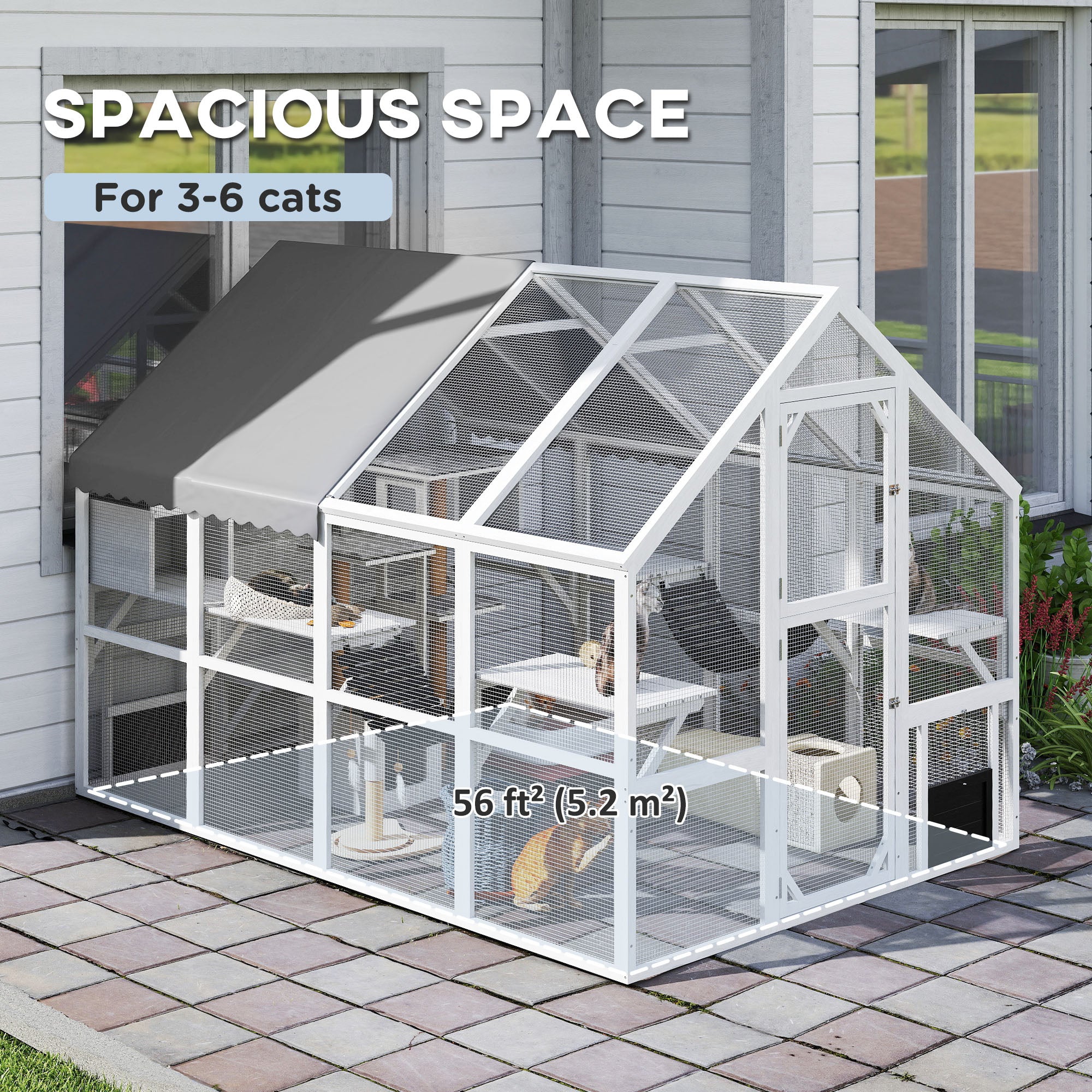 pawhut-grand-catio-ext-rieur-avec-plateformes-ponts-et-auvent-blanc image 6