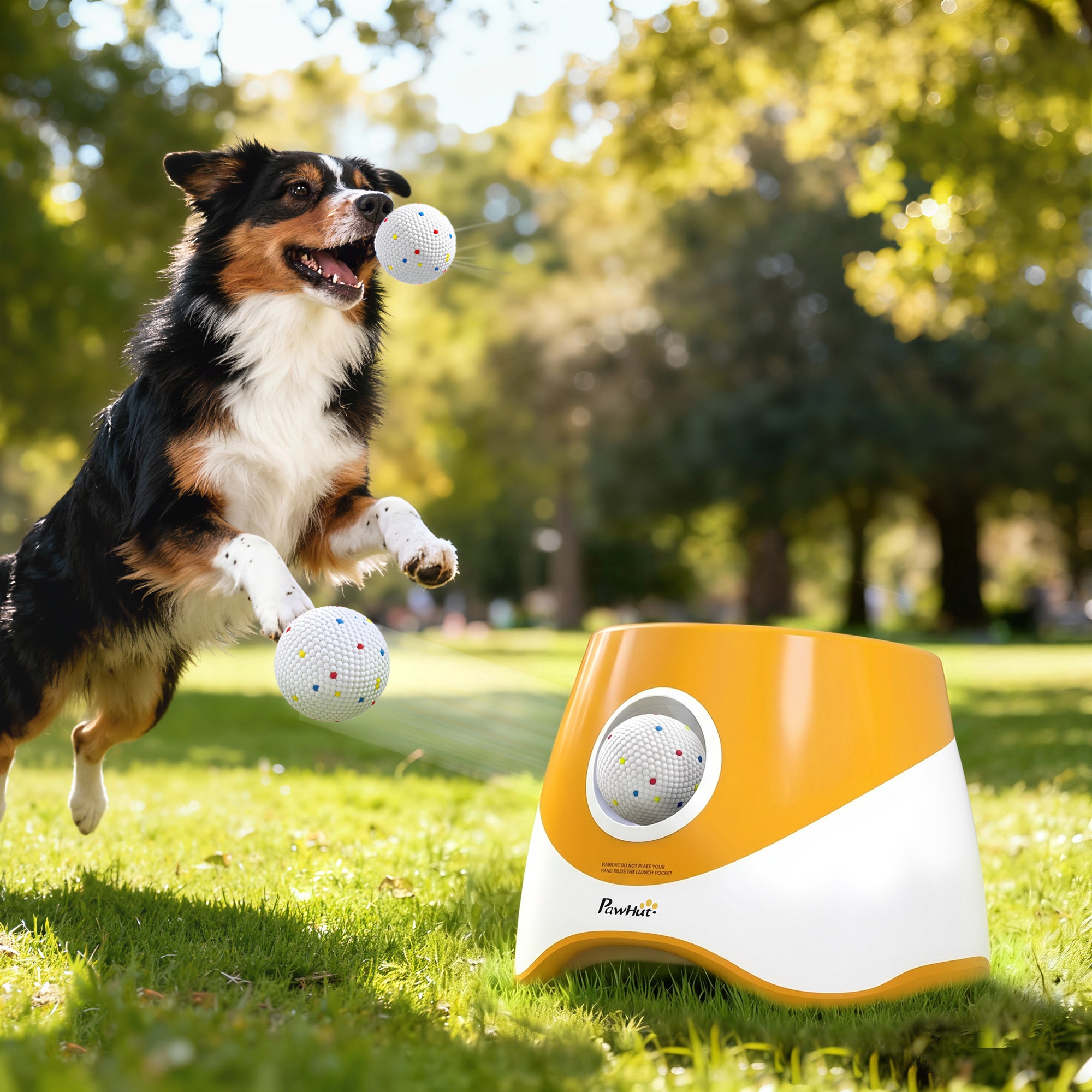 pawhut-lanceur-automatique-de-balles-chien-6-10-14-m-avec-5-balles-etpu-orange image 4