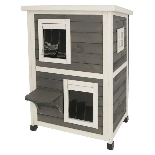 kerbl-pet-maison-pour-chat-family-gris-blanc-57x55x80-cm-cabane-grimper image 1