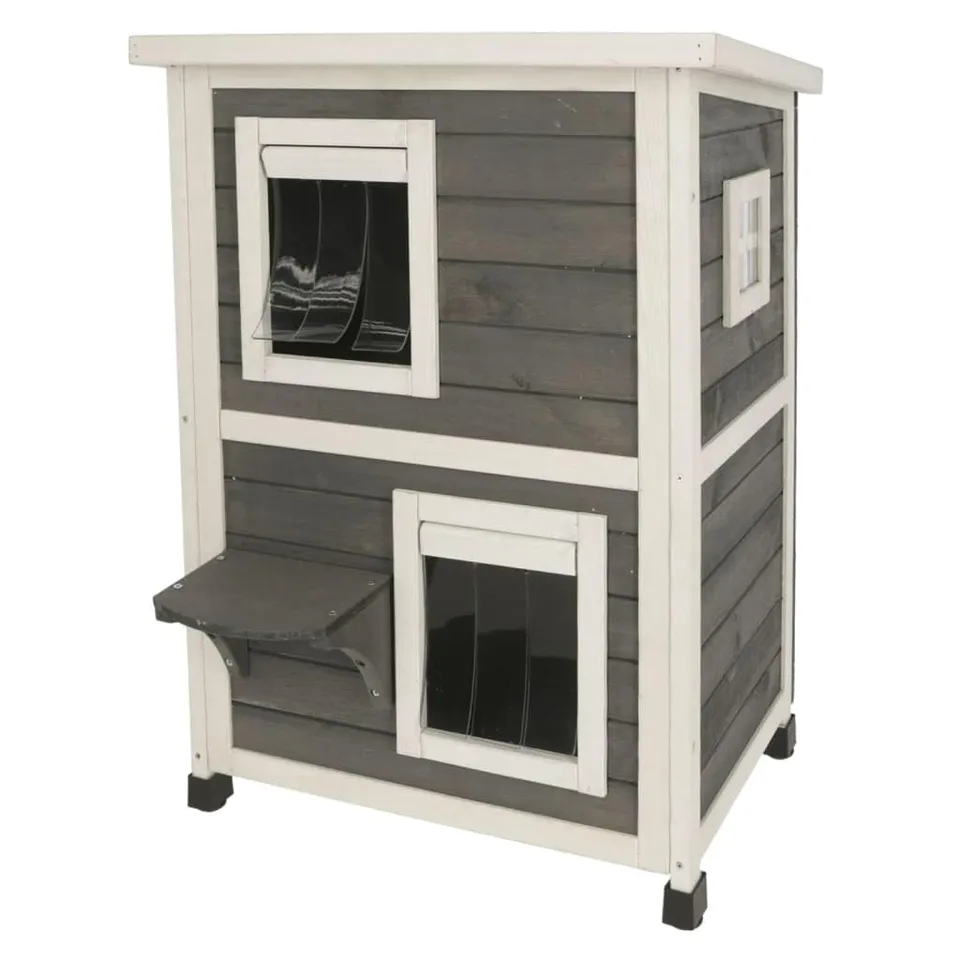 kerbl-pet-maison-pour-chat-family-gris-blanc-57x55x80-cm-cabane-grimper image 1