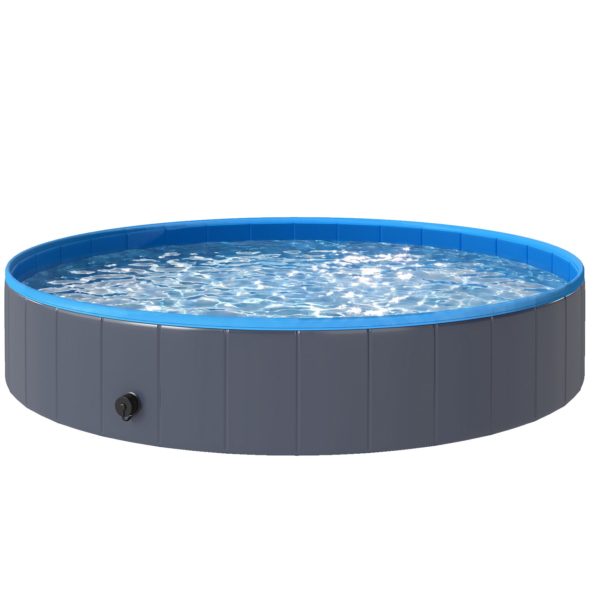 pawhut-piscine-pliable-pour-chien-en-pvc-160-x-30-cm-bleu-et-gris-fonc-avec-base image 2