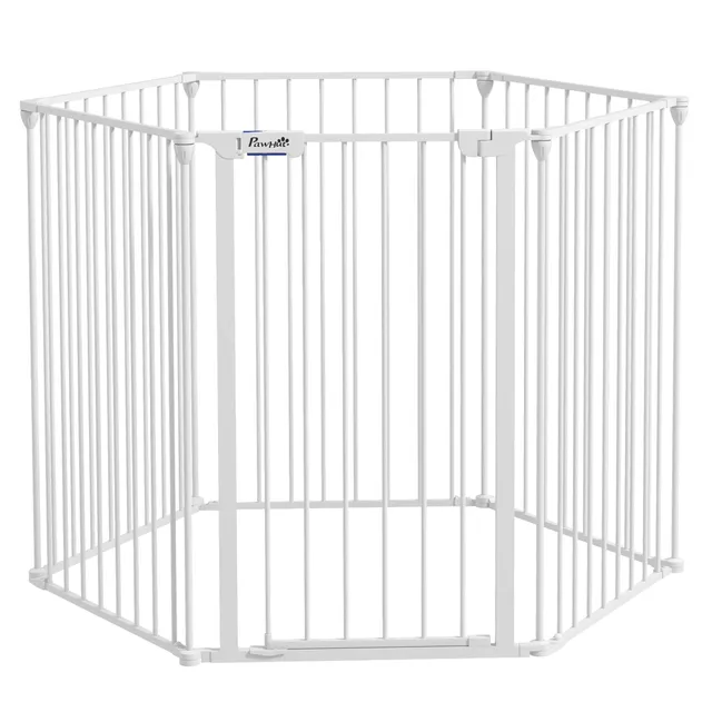 pawhut-barri-re-enclos-6-panneaux-90-cm-avec-verrouillage-blanc image 1
