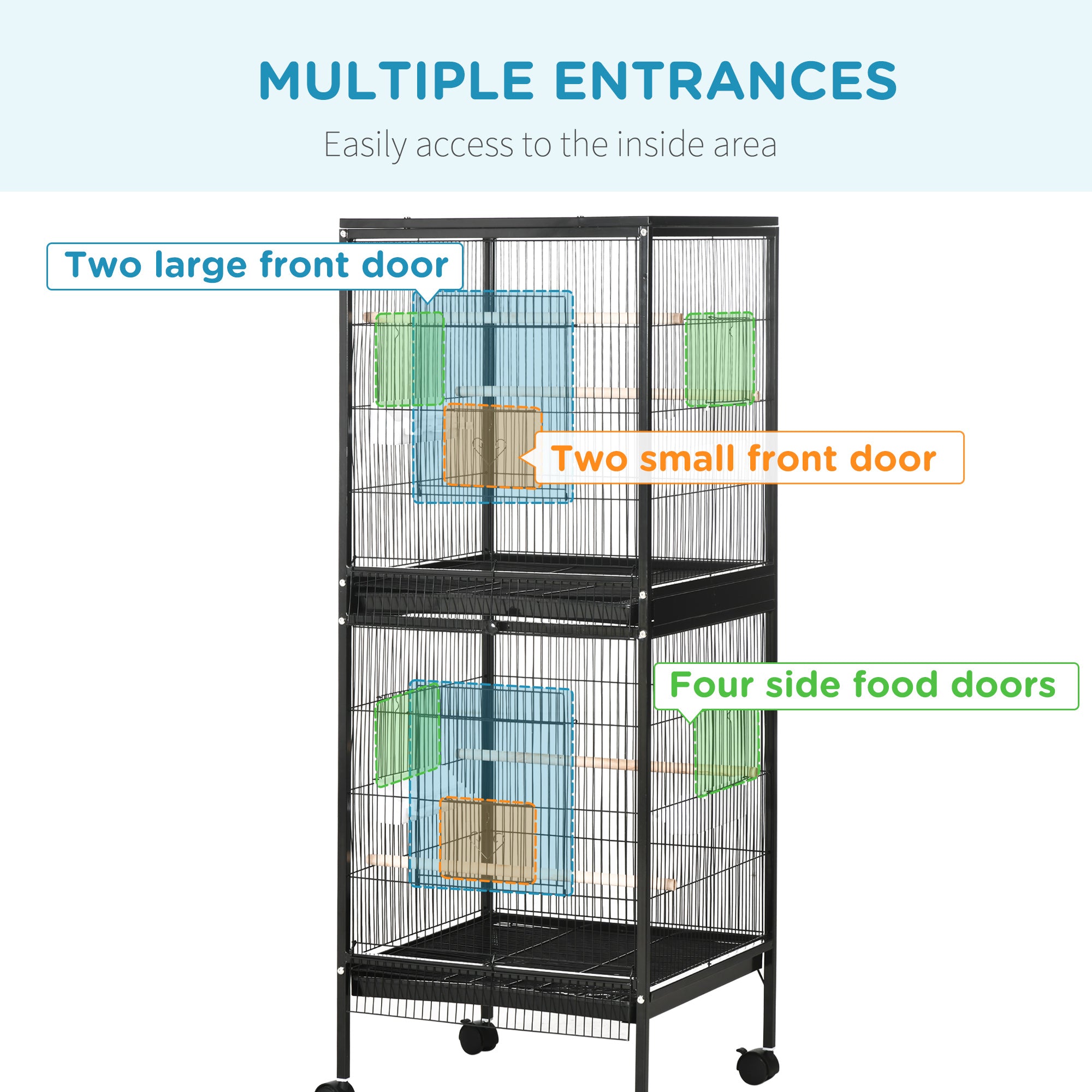pawhut-cage-oiseaux-2-en-1-convertible-2-niveaux-noire image 7