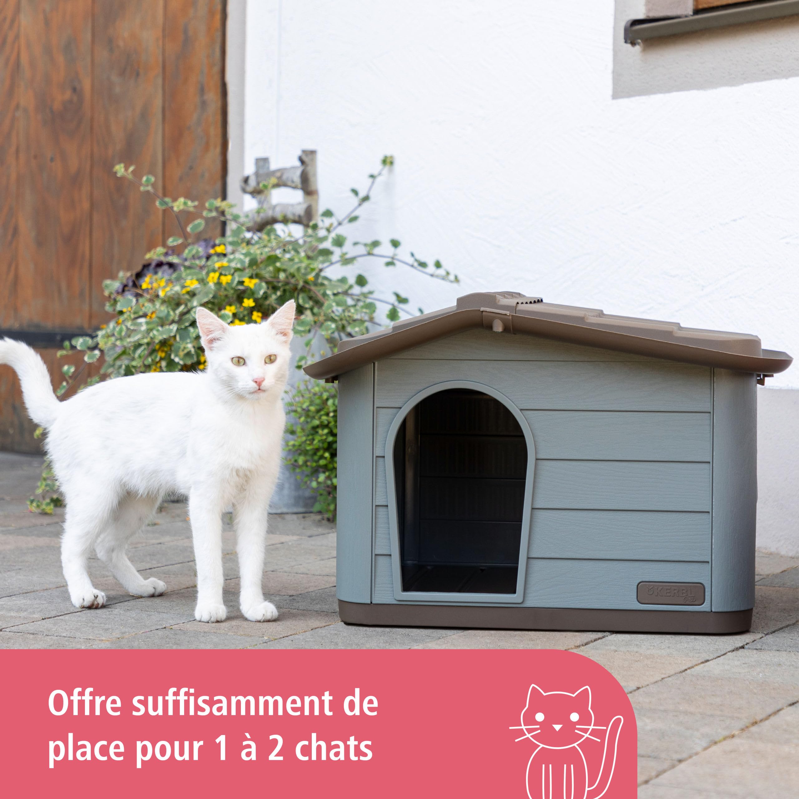 kerbl-pet-paola-eco-maison-niche-pour-chat-et-petit-chien-gris-vert-marron-60-x- image 4