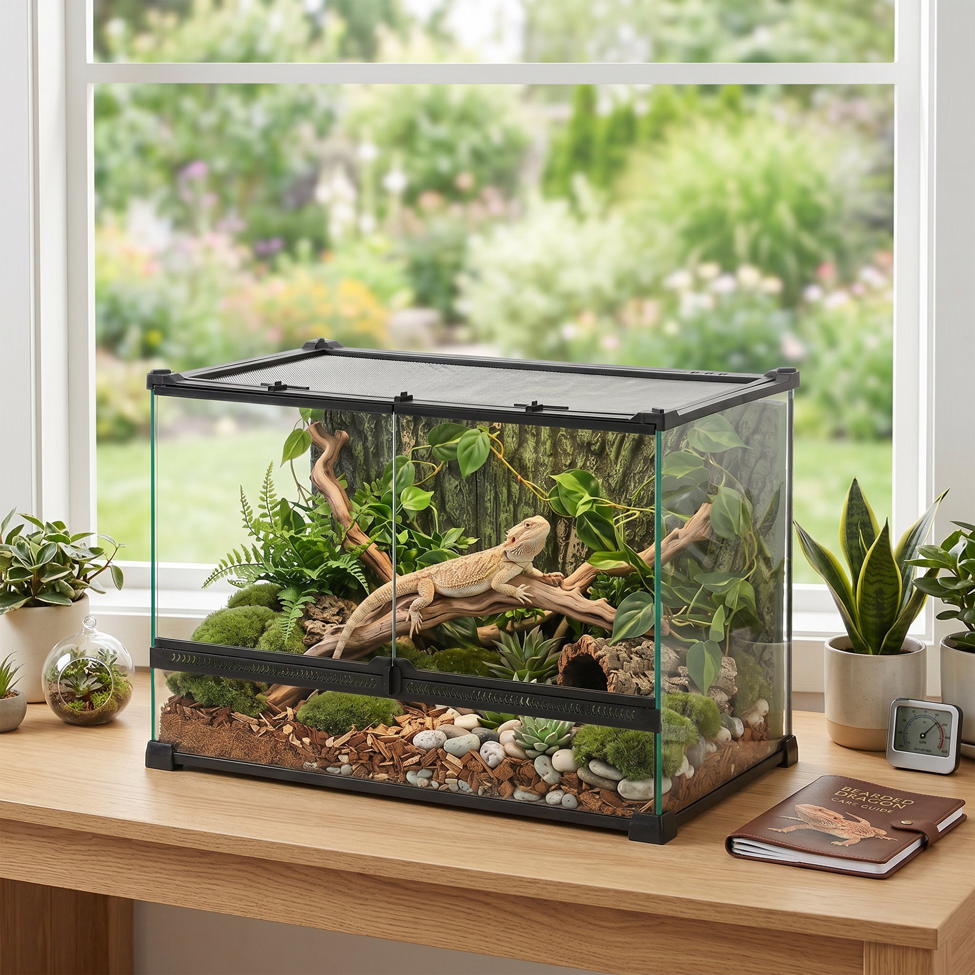 pawhut-terrarium-en-verre-pour-reptiles-50-x-30-x-35-cm-fond-corce-d-arbre-venti image 3