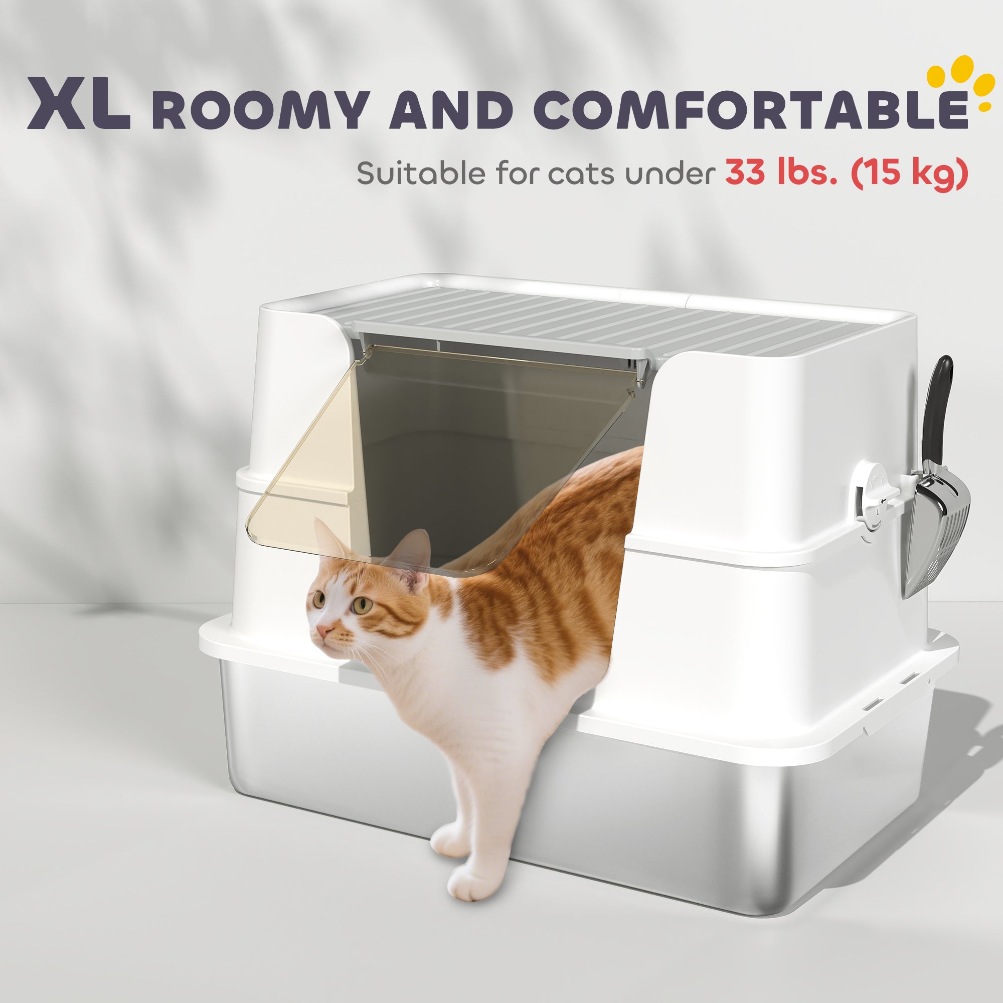 pawhut-bac-liti-re-couvert-xxl-en-inox-avec-pelle-gris-clair image 7
