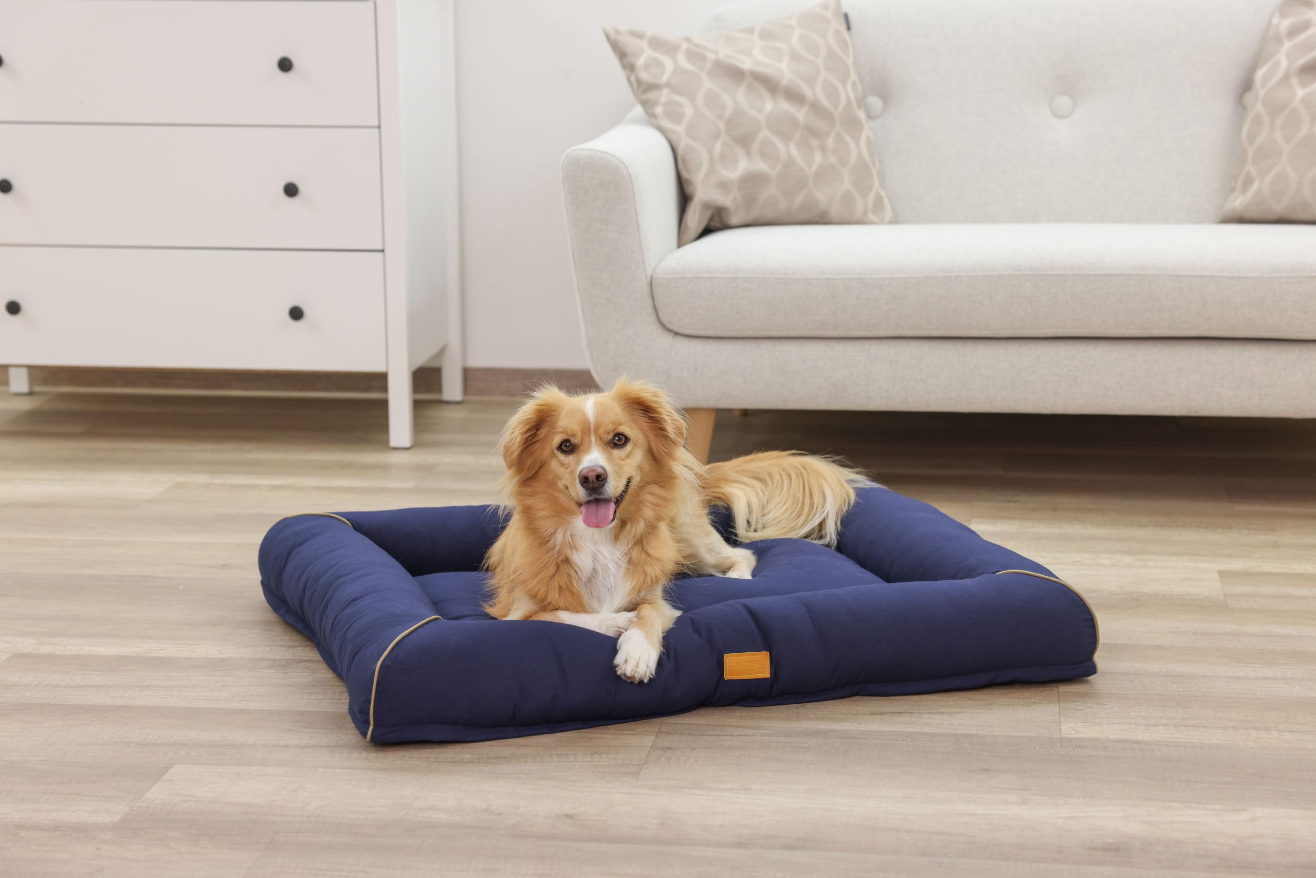 kerbl-pet-jerome-lit-douillet-pour-chien-bleu-fonc-cognac-75x60x10-cm image 3