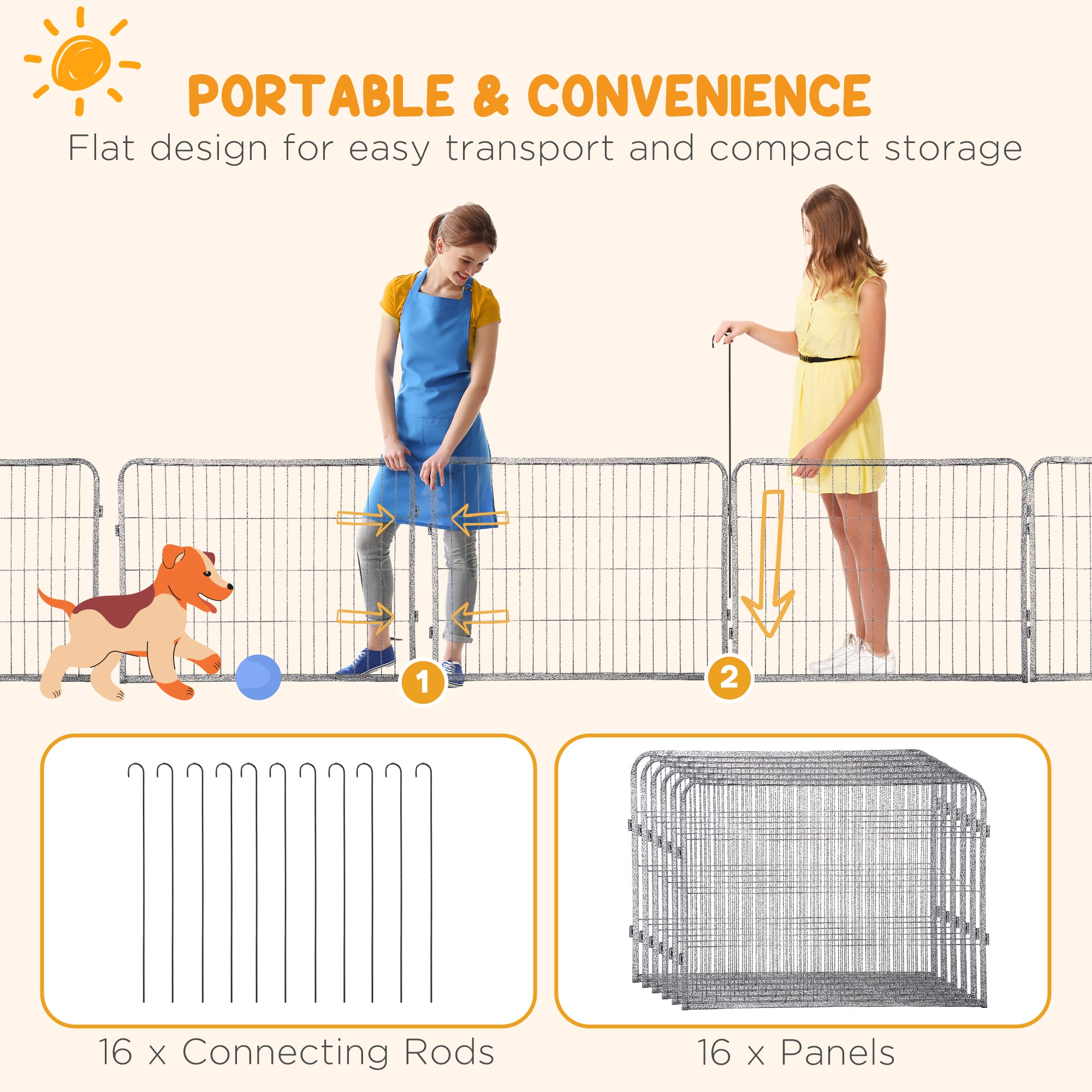 pawhut-parc-pour-chien-m-tallique-16-panneaux-60-cm-haut-int-rieur-ext-rieur-ave image 8