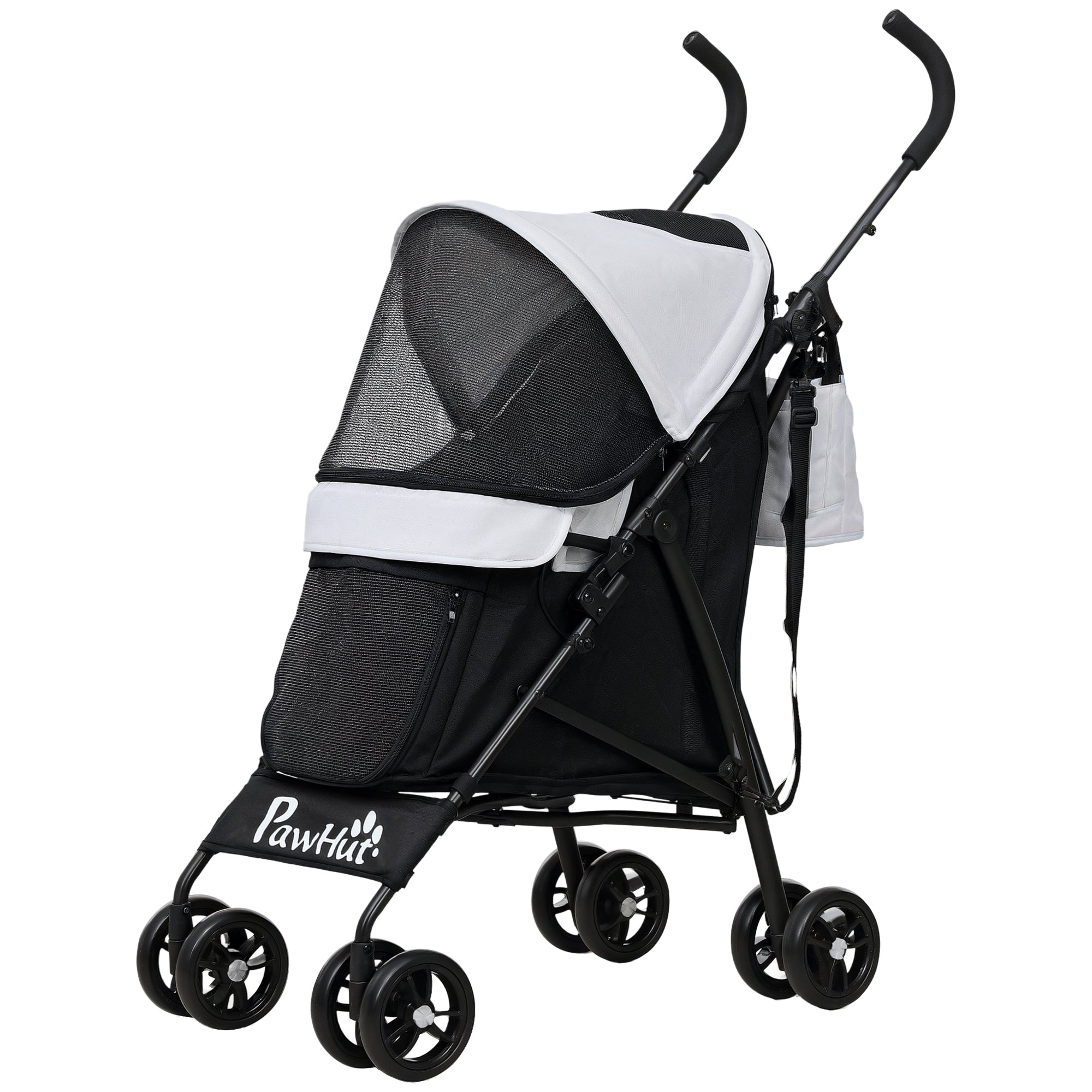 pawhut-poussette-chien-pliable-gris-clair-avec-porte-gobelet image 2