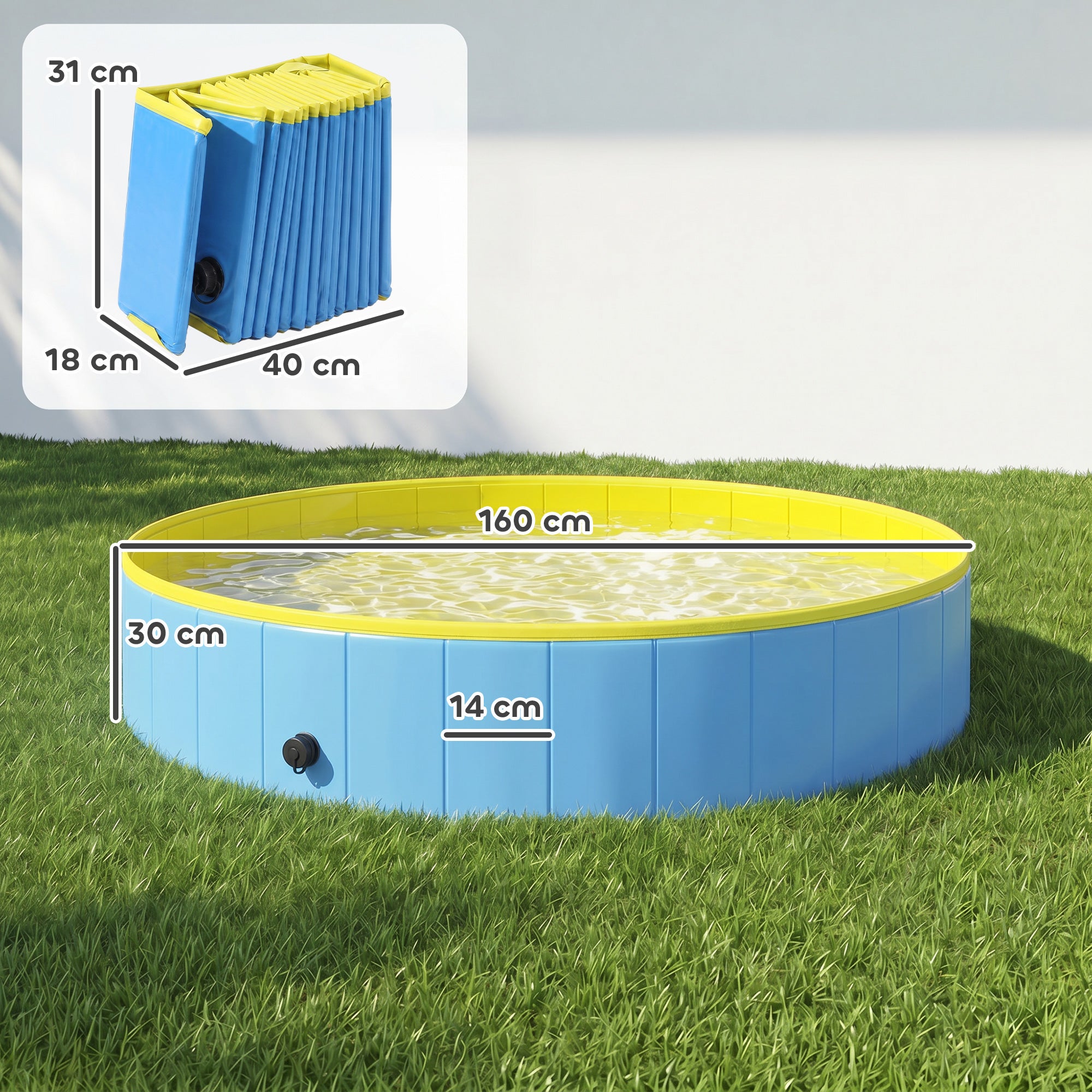 pawhut-piscine-pliable-pour-chien-160-x-30-cm-pvc-pais-bleu-et-jaune image 5