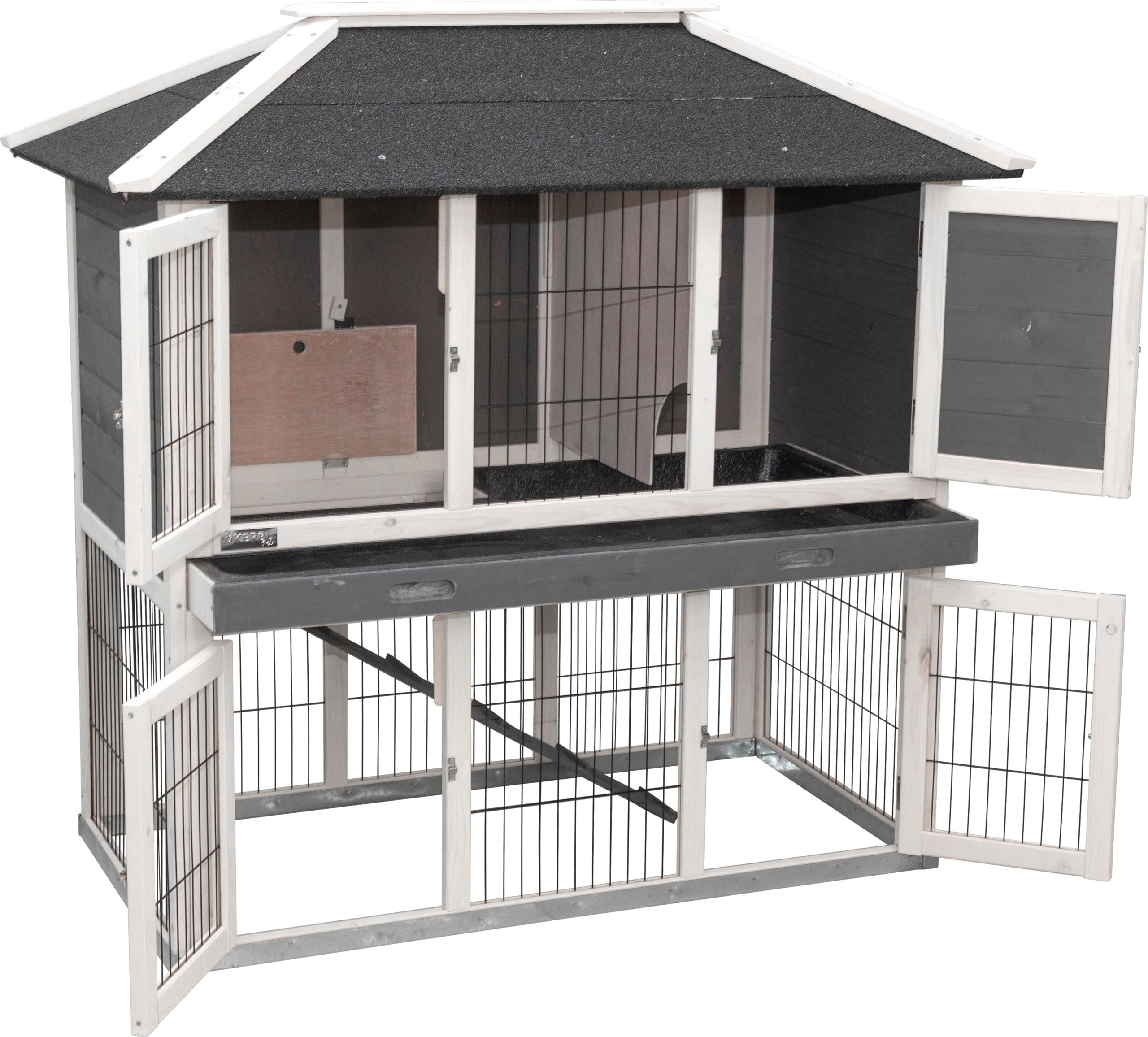 kerbl-villa-cage-rongeurs-clapier-bois-2-tages-118-x-68-x-118-cm-toit-bitum image 2