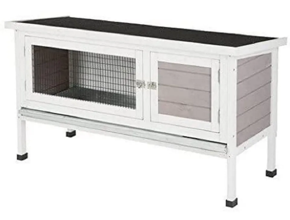 kerbl-pet-maison-freddy-116-x-45-x-62-cm-gris-blanc-clapier-rongeurs-bois image 1
