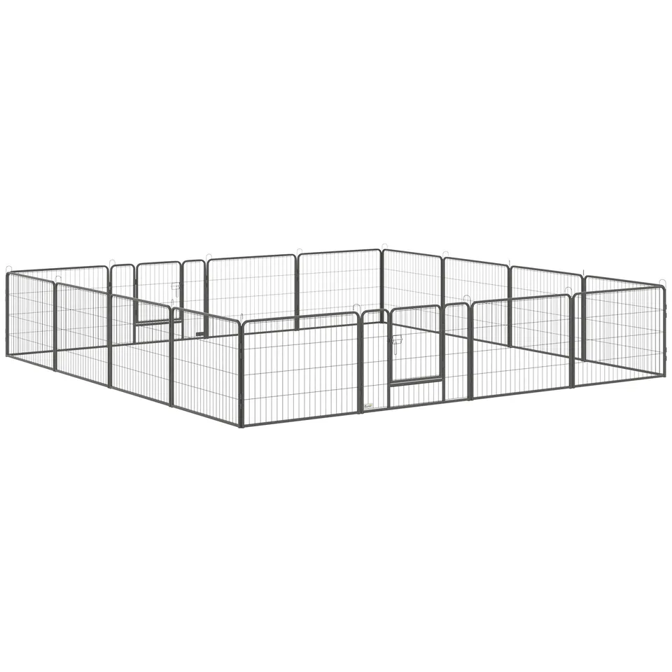 pawhut-parc-pour-chien-m-tallique-16-panneaux-60-cm-haut-int-rieur-ext-rieur-ave image 1