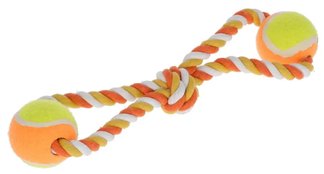 kerbl-pet-jouet-tirer-avec-balles-coton-orange-jaune-34-cm image 1