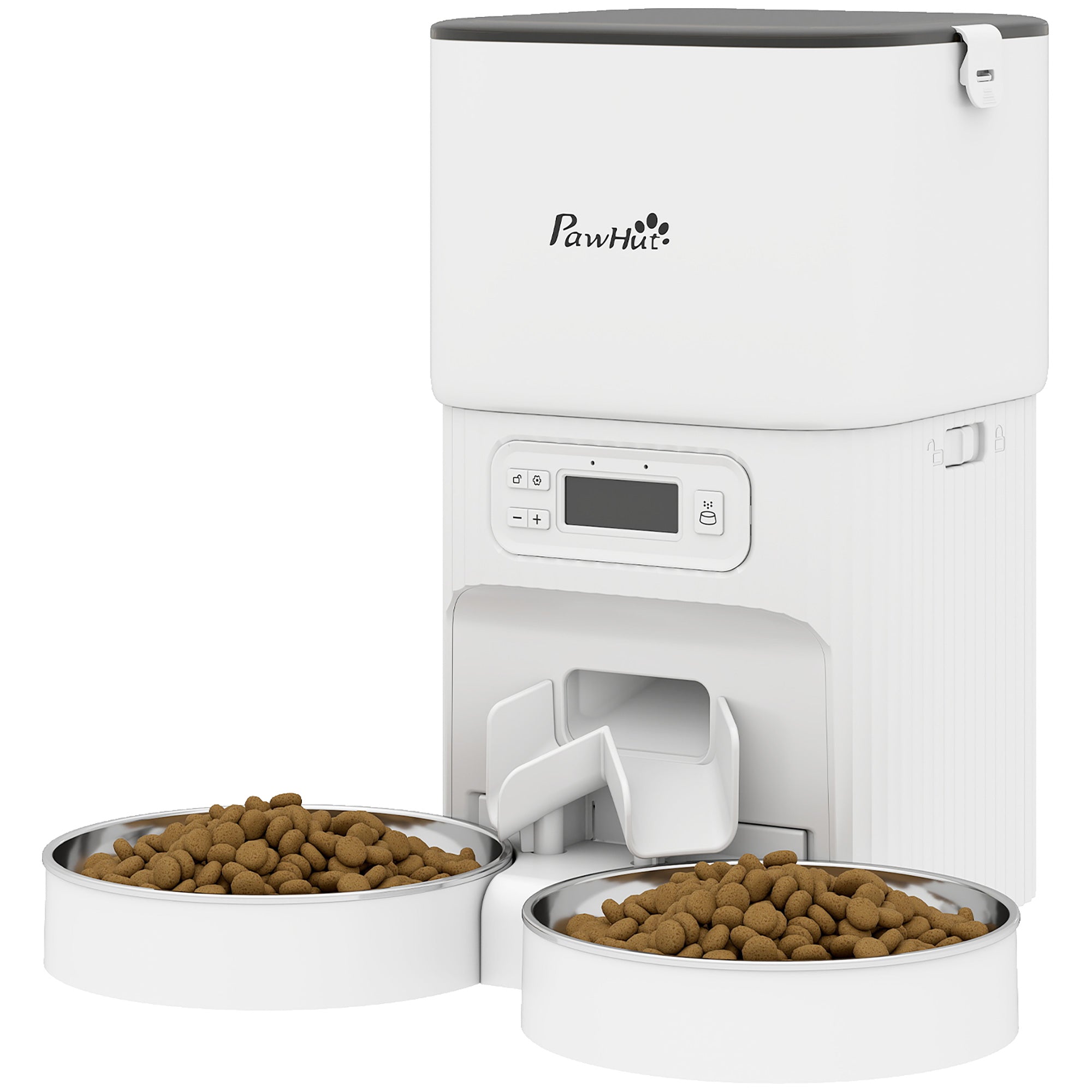 pawhut-distributeur-automatique-pour-chat-4l-1-6-repas-par-jour-double-bol image 2