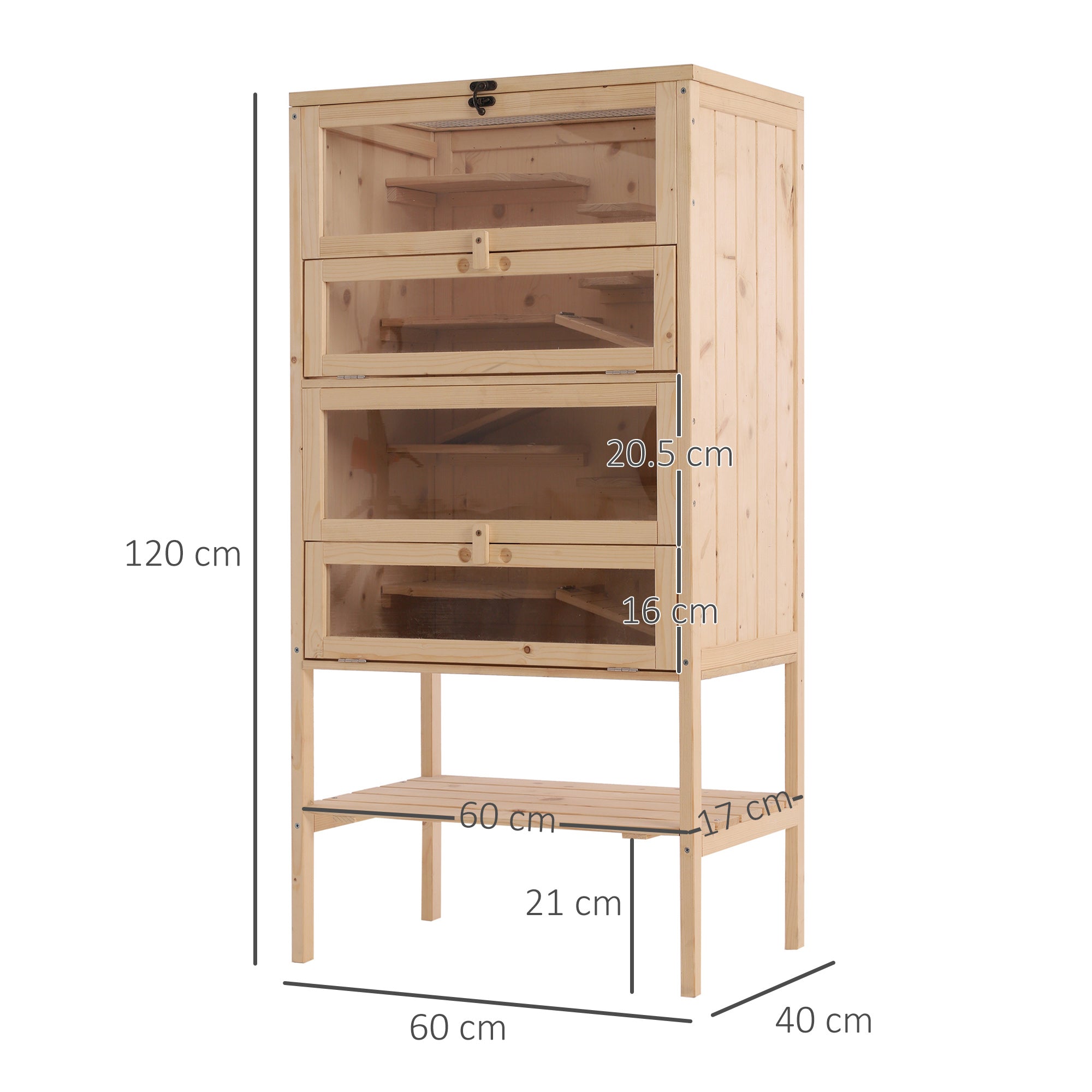 pawhut-habitat-hamster-en-bois-4-tages-avec-vue-claire-et-rangement image 5