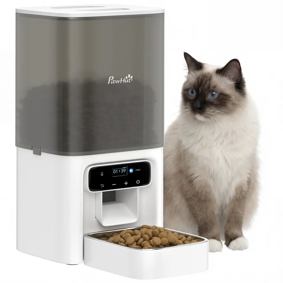 pawhut-distributeur-croquettes-chat-automatique-4-5l-programmable-6-repas-avec-v image 1