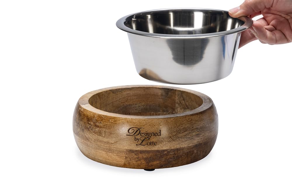 karlie-lotte-mandira-gamelle-bois-avec-2-bols-inox-marron image 4