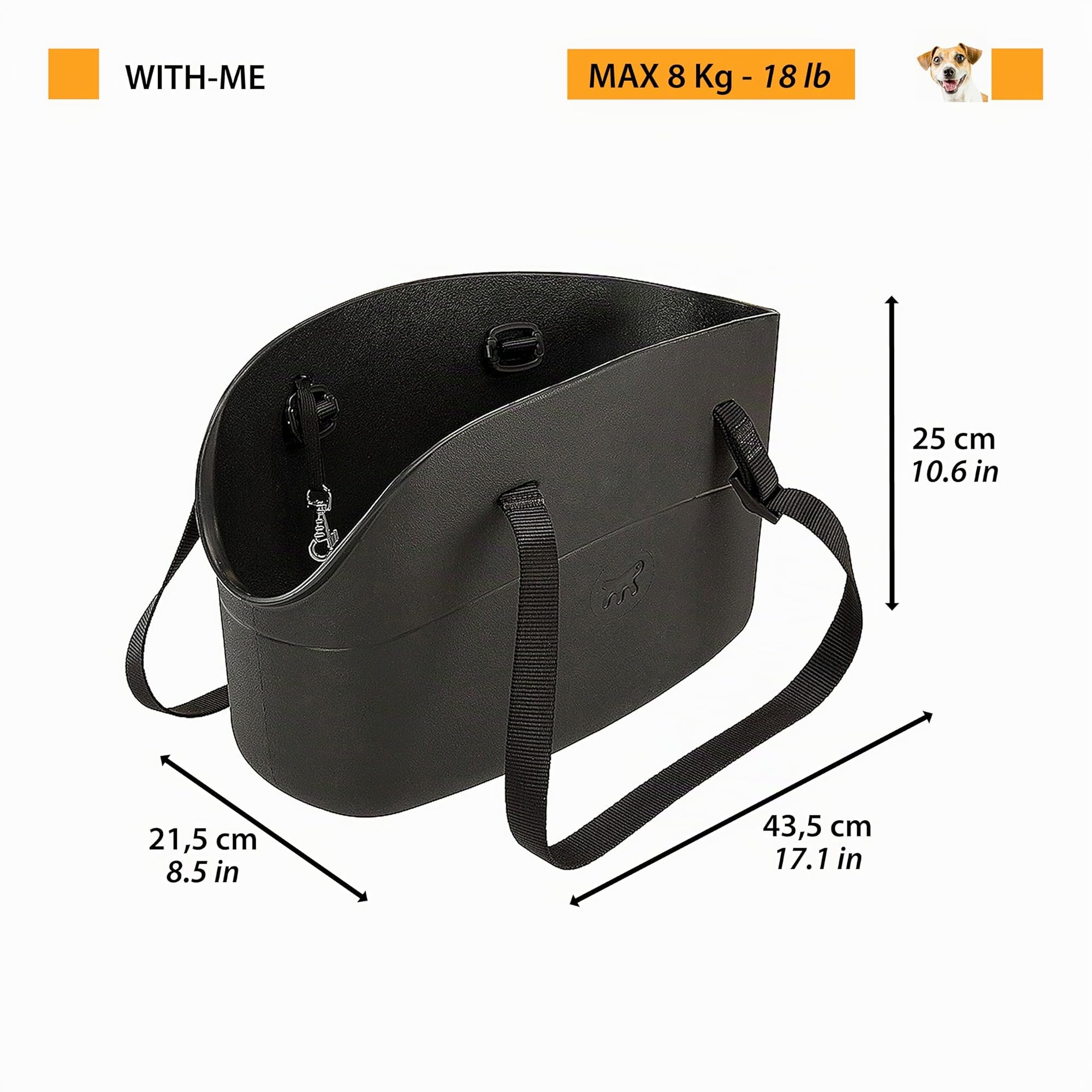 ferplast-with-me-sac-de-transport-chien-chat-jusqu-8-kg-43-5-x-21-5-x-27-cm-noir image 3