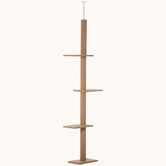 pawhut-arbre-chat-du-sol-au-plafond-avec-griffoirs-sisal-marron image 1