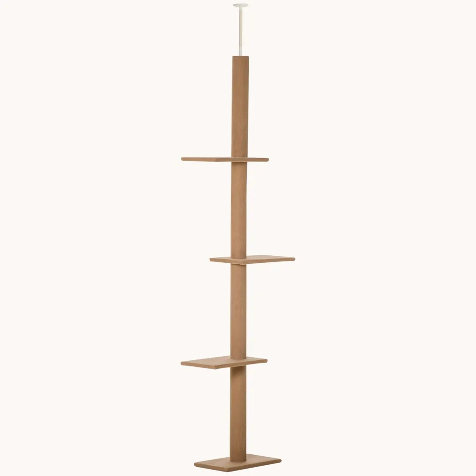 pawhut-arbre-chat-du-sol-au-plafond-avec-griffoirs-sisal-marron image 1